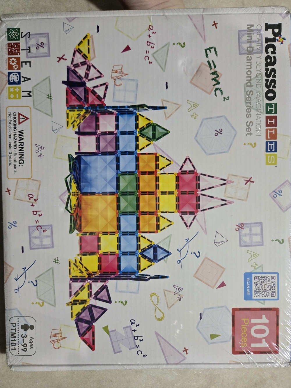 PicassoTiles 101-Piece Magnetic Tiles Set Magnetic Building Set Multicolor NWT